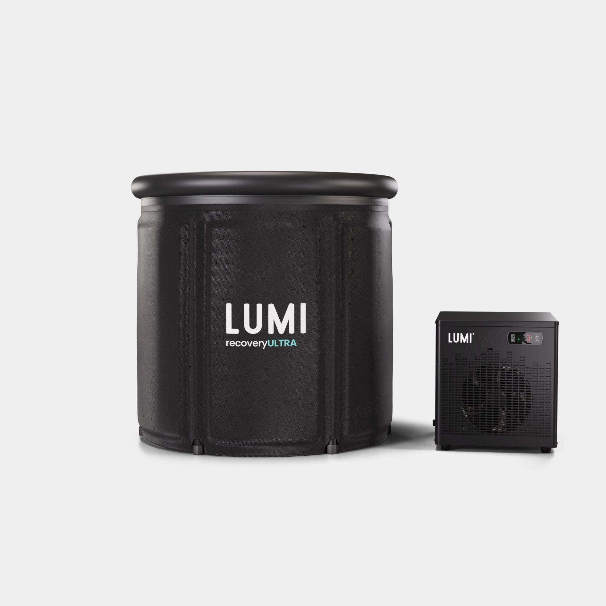 LUMI Recovery Ultra Ice Bath Black and Cube Chiller Black