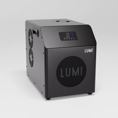 Angled view of the compact and powerful LUMI Mini Chiller 2