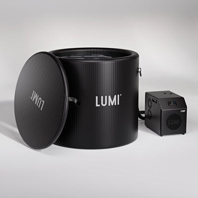 Side view of the LUMI Pro 8 ice barrel with the LUMI Mini Chiller 2