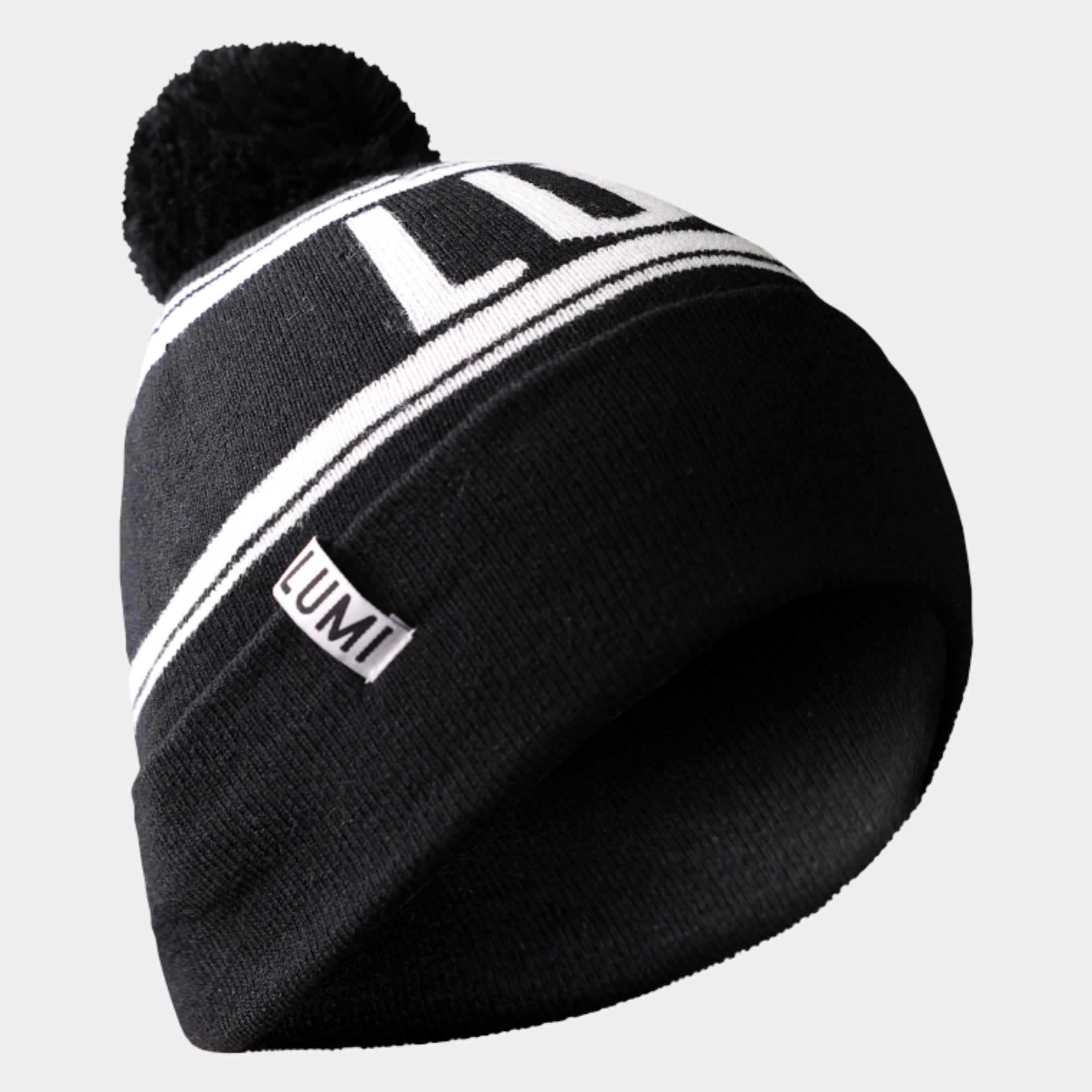 LUMI Bobble Hat Black Side View