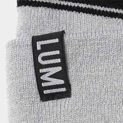 LUMI Bobble Hat Grey Logo Tab