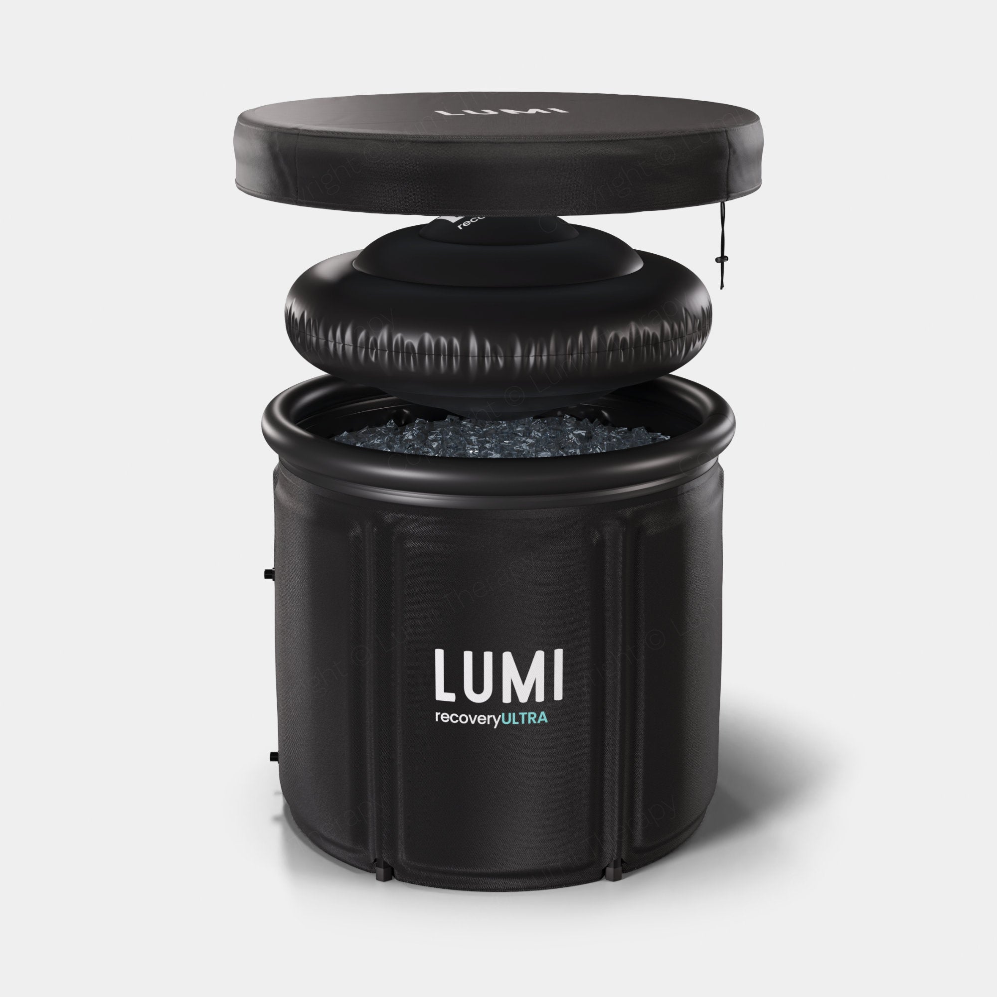 LUMI Recovery Pod Ultra Ice Bath Black with UFO Thermo Lid and All Weather Ice Bath Cover