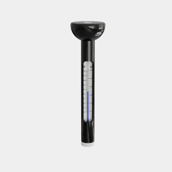 LUMI floating thermometer from Pod PRO Bundle, featuring a black cylindrical design with blue temperature gauge, designed for accurate water temperature monitoring in ice baths and cold therapy sessions.