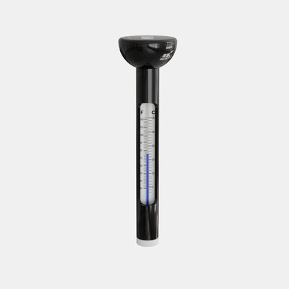 LUMI Thermometer floating temperature gauge featuring a black cylindrical body with rounded top, clear measurement markings, and blue liquid indicator for precise ice bath temperature monitoring during cold water therapy sessions